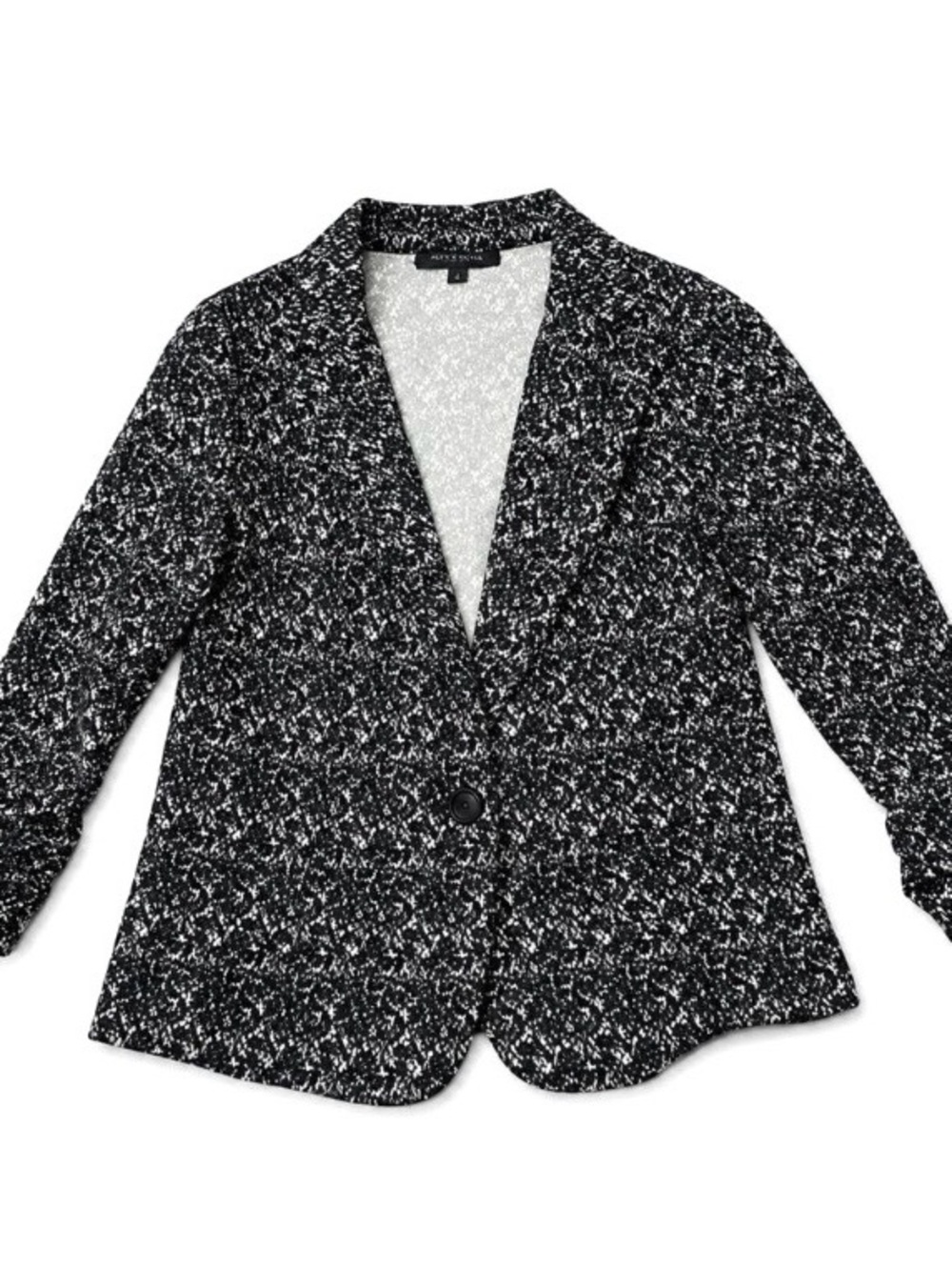 Alex & Olivia M Black & White Speckled Knit Blazer – Office Career Stretch